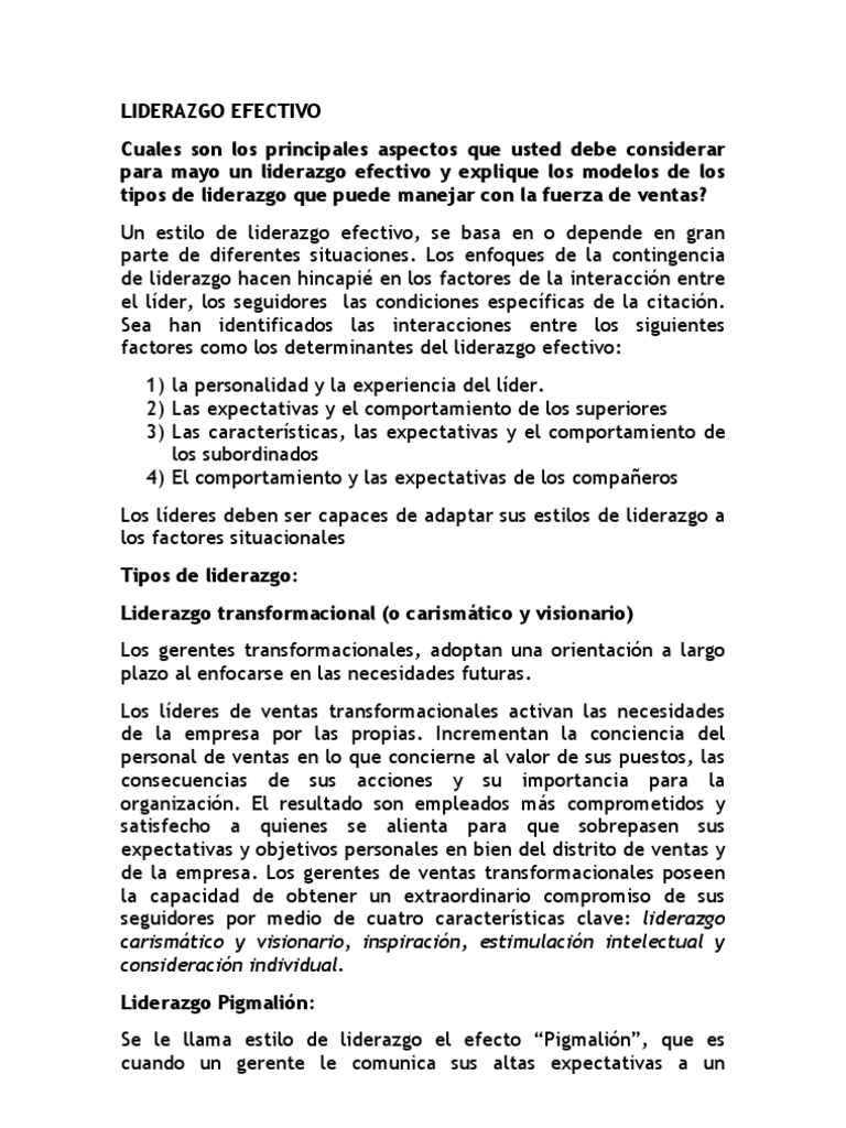 Liderazgo Efectivo | PDF | Liderazgo | Toma de decisiones