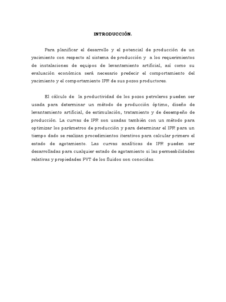 Curvas IPR y Productividad de Pozos | PDF | Depósito de petróleo | Petróleo