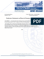 Faulconer Statement On Plaza de Panama Court Ruling: For Immediate Release
