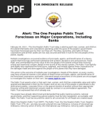 Press Release - One People's Public Trust - Foreclosure on Major Corporations