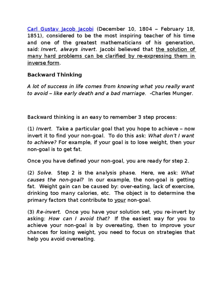 Carl Gustav Jacob Jacobi: Backward Thinking | PDF