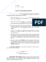 Affidavit of Supplemental Report
