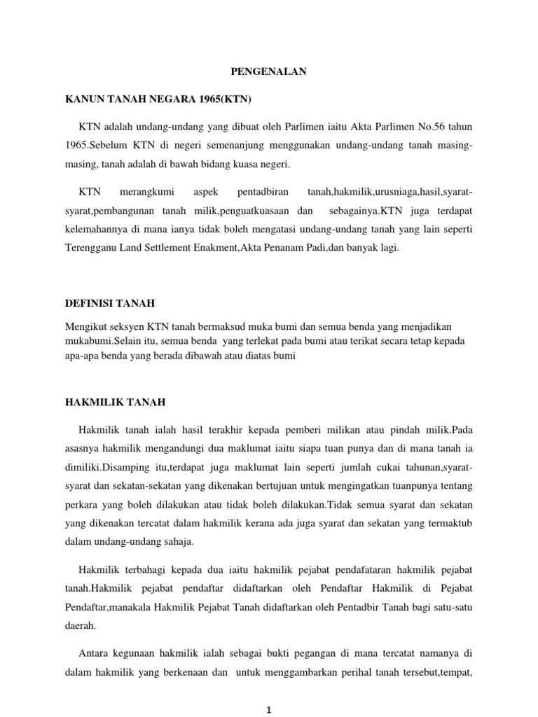 geran tanah in english