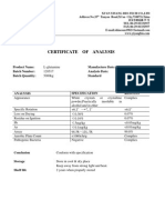 Certificate OF Analysis: Product Name: Manufacture Date: Batch Number: Analysis Date: Batch Quantity: Standard