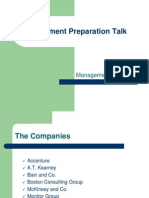 Placement Preparation Talk: Management Consulting