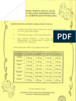 Jadual Waktu Solat Kuala Lumpur & Putrajaya 2013