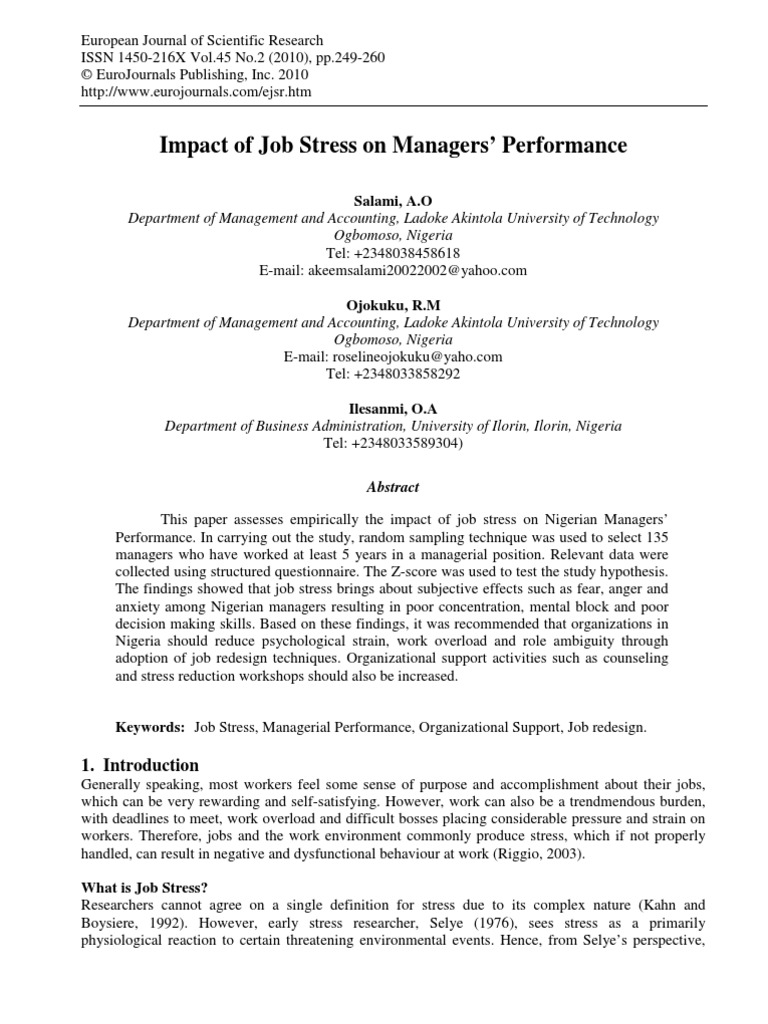 work related stress research paper