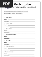 Verb To Be: Affirmative & Negative Exercises | PDF | Linguistic ...