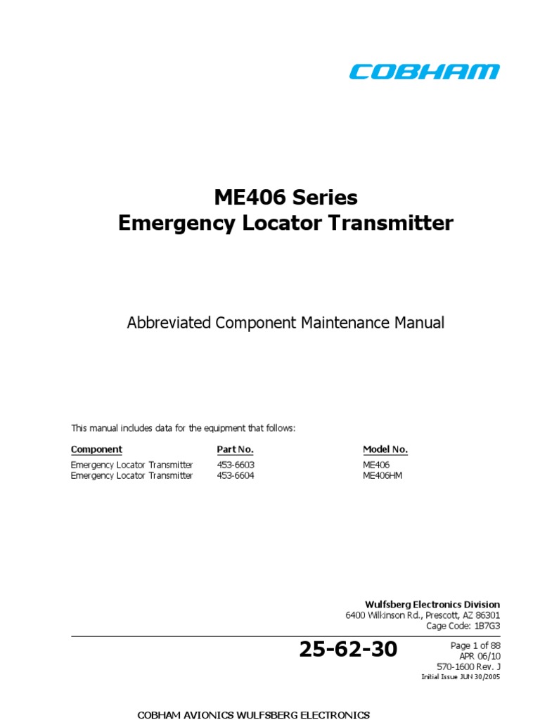 Elt Artex Me406 - 570-1600_revj_manual | Electromagnetic Interference |  Electronics