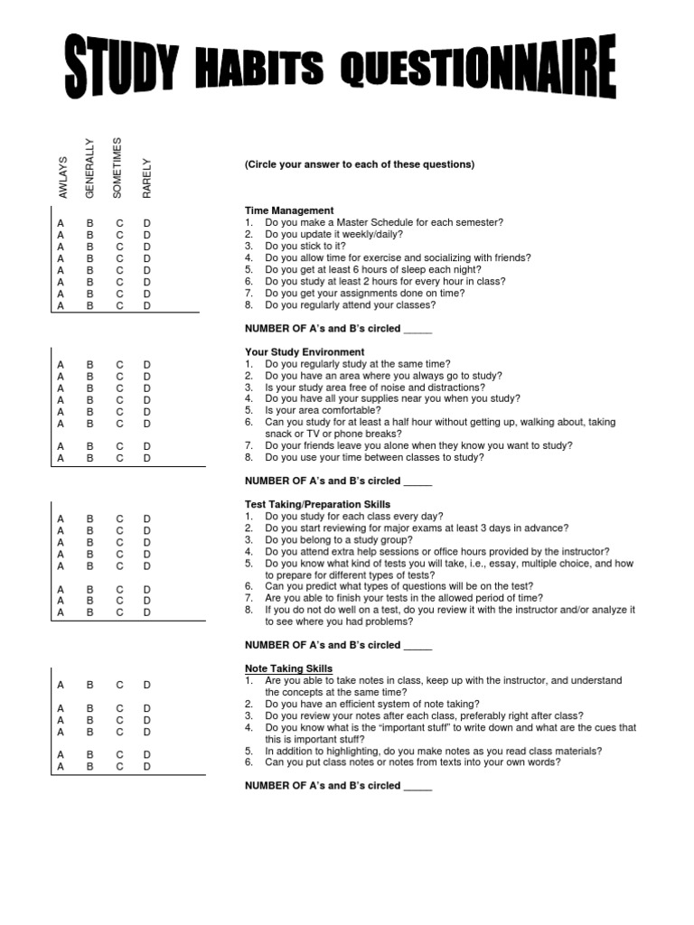 study habits and academic performance research