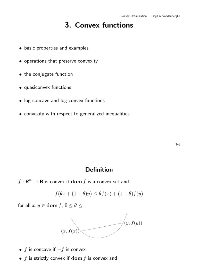 3. Convex functions: Convex Optimization — Boyd & Vandenberghe