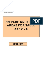 Prepare and Clear Areas For Table Service: Learner Guide