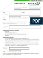 Job Application Form for Formwork Positions