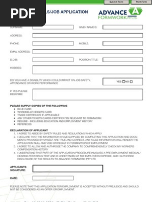 Job application