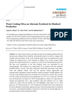 Energies: Waste Cooking Oil As An Alternate Feedstock For Biodiesel Production