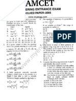 EAMCET 2005 Question Paper With Answer Key and Solutions