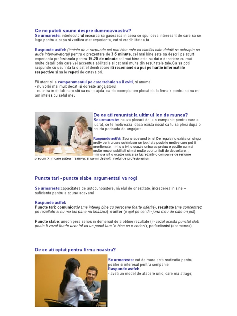 Intrebari Interviuri Generale