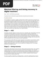 Matched Filtering and Timing Recovery in Digital Receivers - Match Filter, Timing Recovery