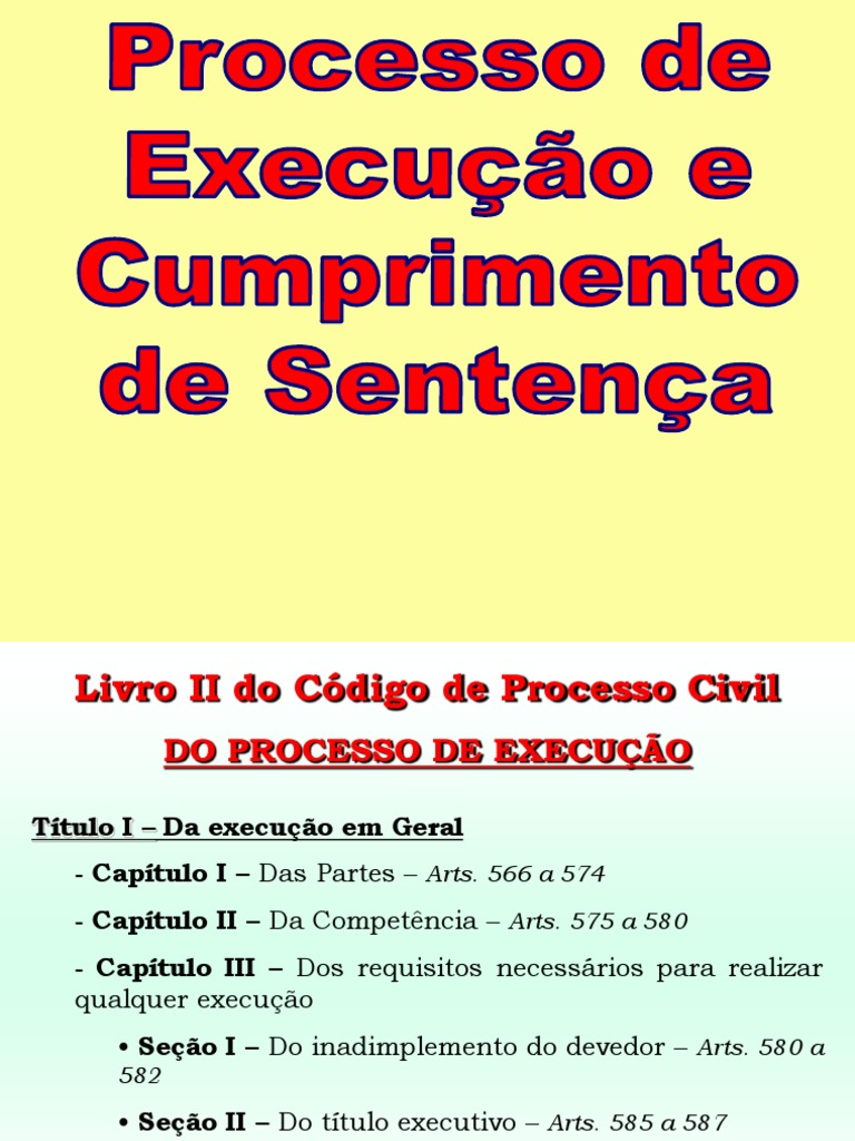 Processo de Execução e Cumprimento de Sentença | PDF | Julgamentos ...