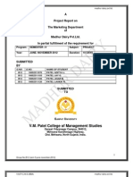 A Project Report On The Marketing Department of Madhur Dairy PVT - Ltd. in Partial Fulfillment of The Requirement For