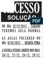 CARTAZ RECESSO