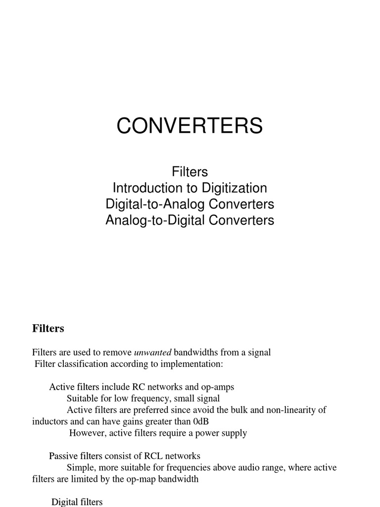An Overview of Digital Signal Processing Concepts Including Filters, Sampling, Quantization