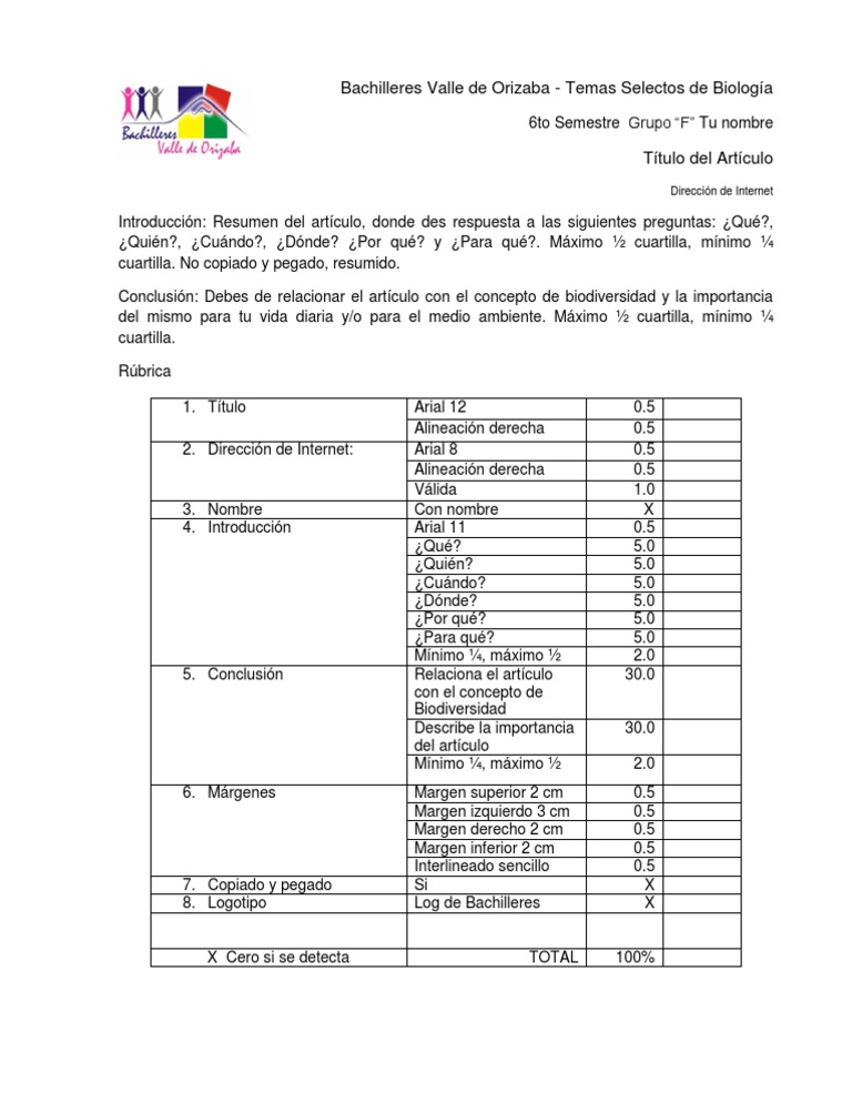 Rúbrica de trabajos escritos