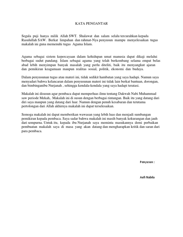 Kata Pengantar Makalah Agama