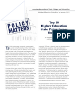 Top 10 Higher Education State Policy Issues For 2012: American Association of State Colleges and Universities