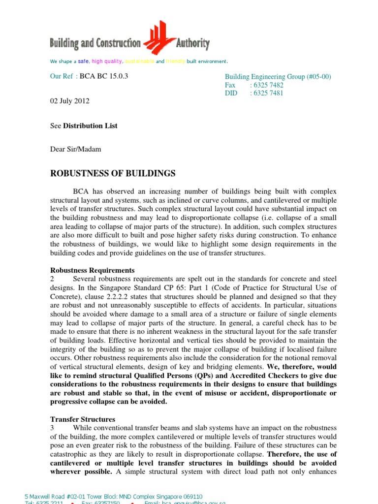 Building Robustness Guidelines BCA BC 15.0.3 | PDF | Engineering | Science