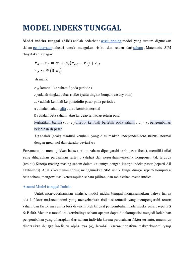 model indeks tunggal