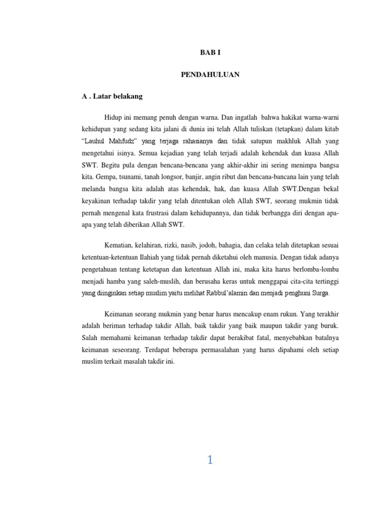 Contoh Makalah Qada Dan Qadar