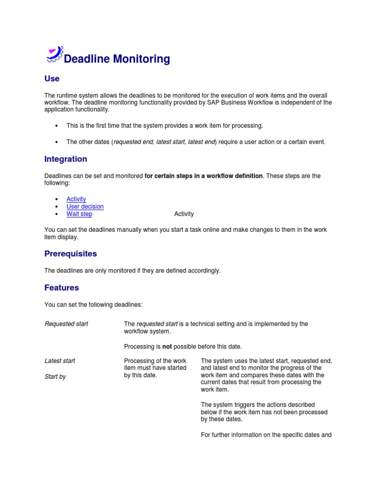 Deadline Monitoring in Workflow PDF Workflow Runtime System