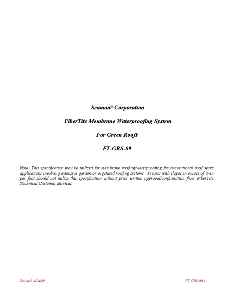 FiberTite Membrane Waterproofing System | PDF | Roof | Specification ...