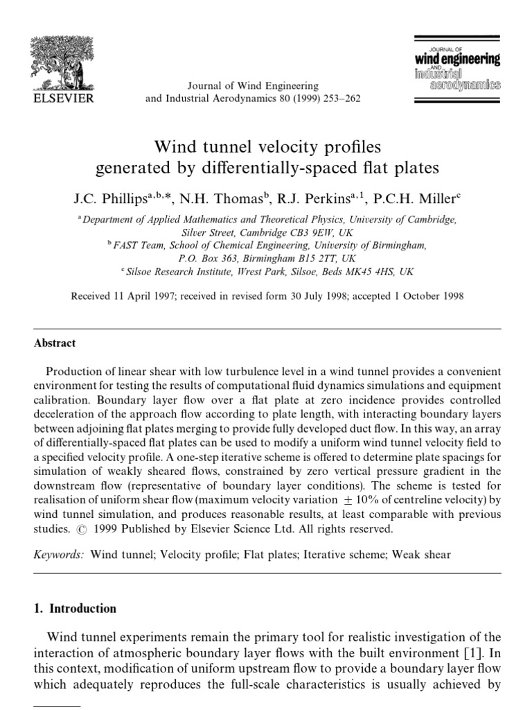 Wind Tunnel Velocity Profiles with Plates | PDF | Boundary Layer ...