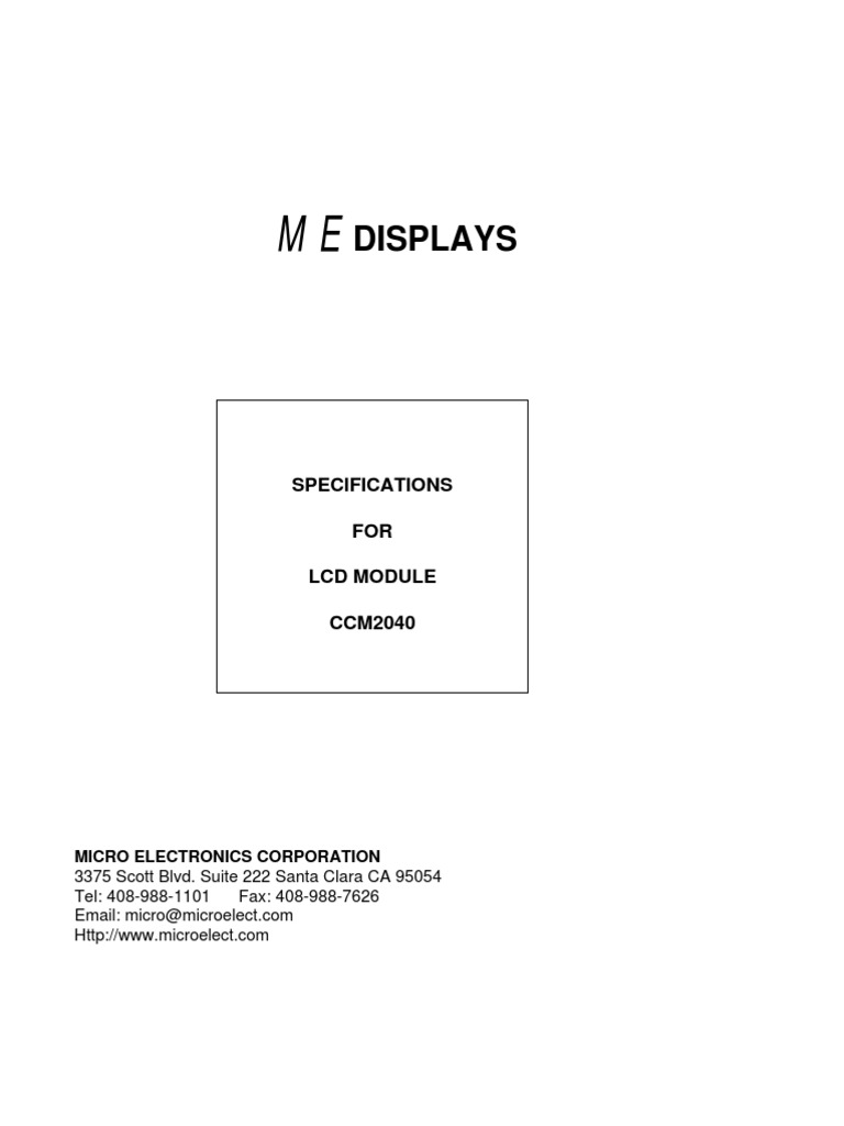CCM2040 LCD Module Specifications | PDF | Teaching Methods & Materials ...