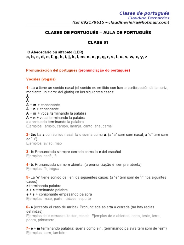 Clases De Portugues 1 Linguistica Idiomas