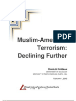 Muslim-American
       Terrorism:
Declining Further; paper by Triangle Center on Terrorism and Homeland Security.  Published 1st February 2013.
