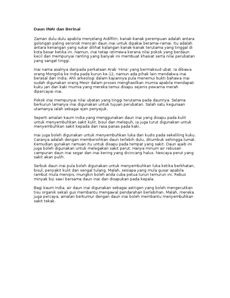 Pengobatan dan Khasiat Herbal Khasiat Daun Inai Air