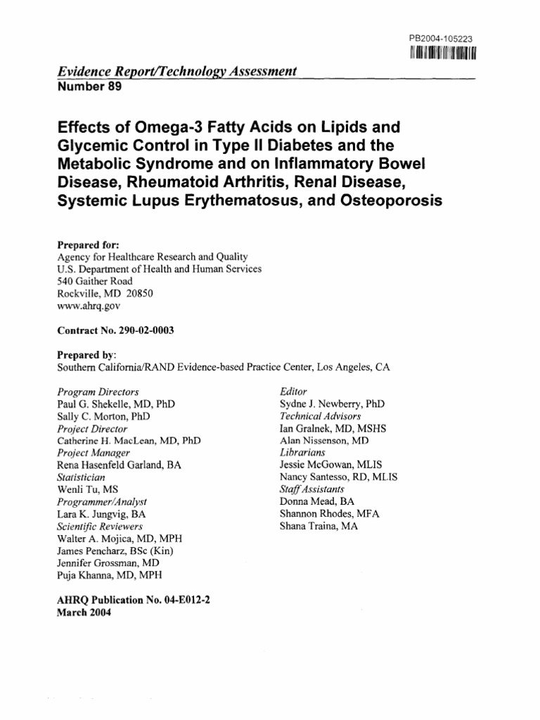 Effects of Omega-3 Fatty Acids On Lipids and Glycemic Control | PDF ...