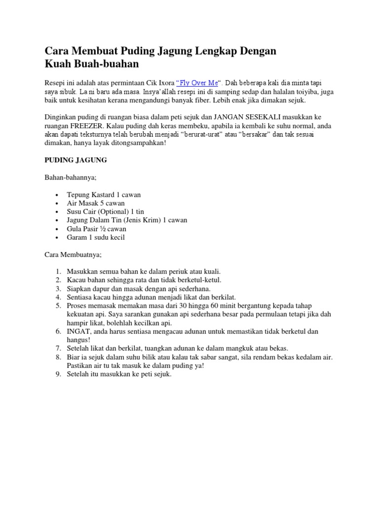 10+ Ide Cara Membuat Puding Jagung Biasa - Anna K. Cummings 10+ Ide Cara Membuat Puding Jagung Biasa - Anna K. Cummings