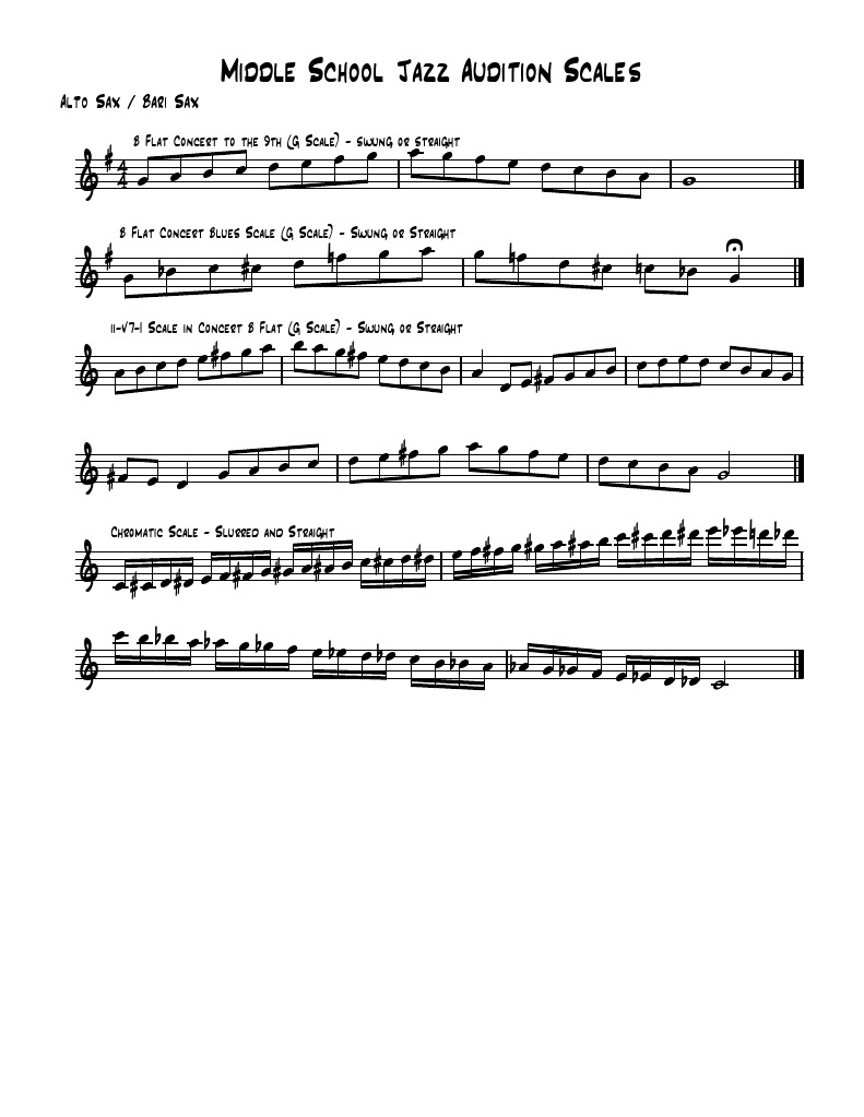 Middle School Jazz Audition Scales Alto Sax / Bari Sax PDF