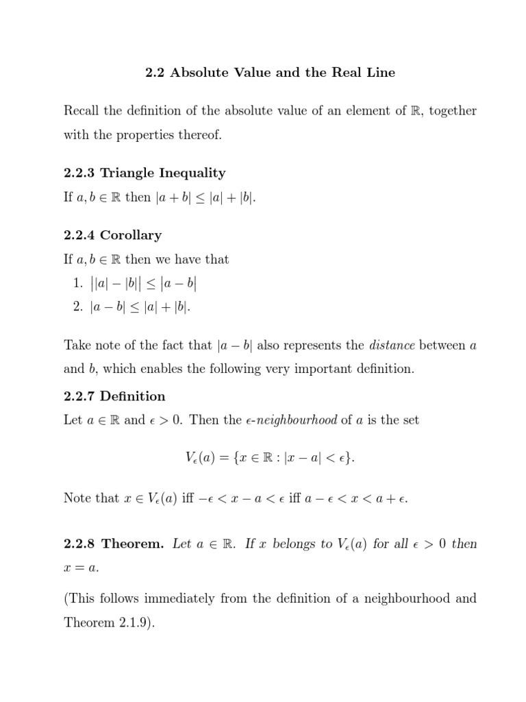 Absolute Value and Real Line Concepts | PDF
