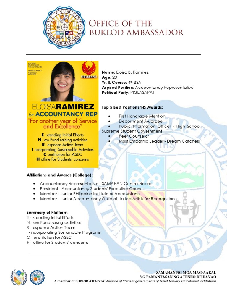 Eloisa Ramirez: Accountancy Rep Candidate | PDF