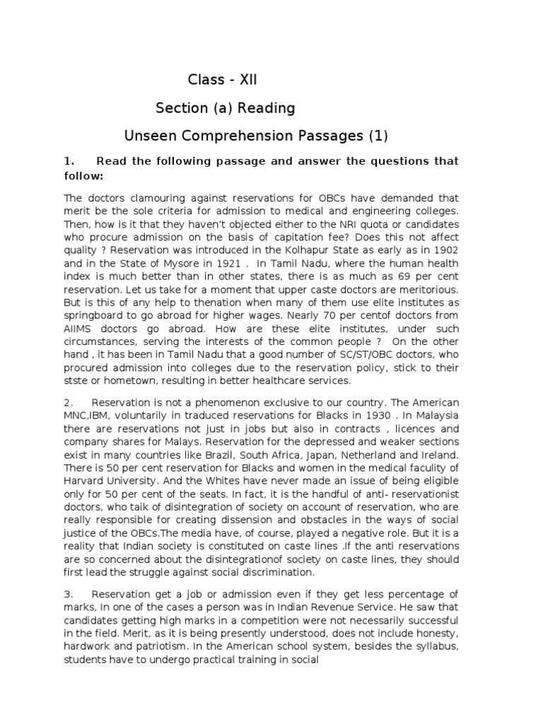 Comprehensive Passage | PDF