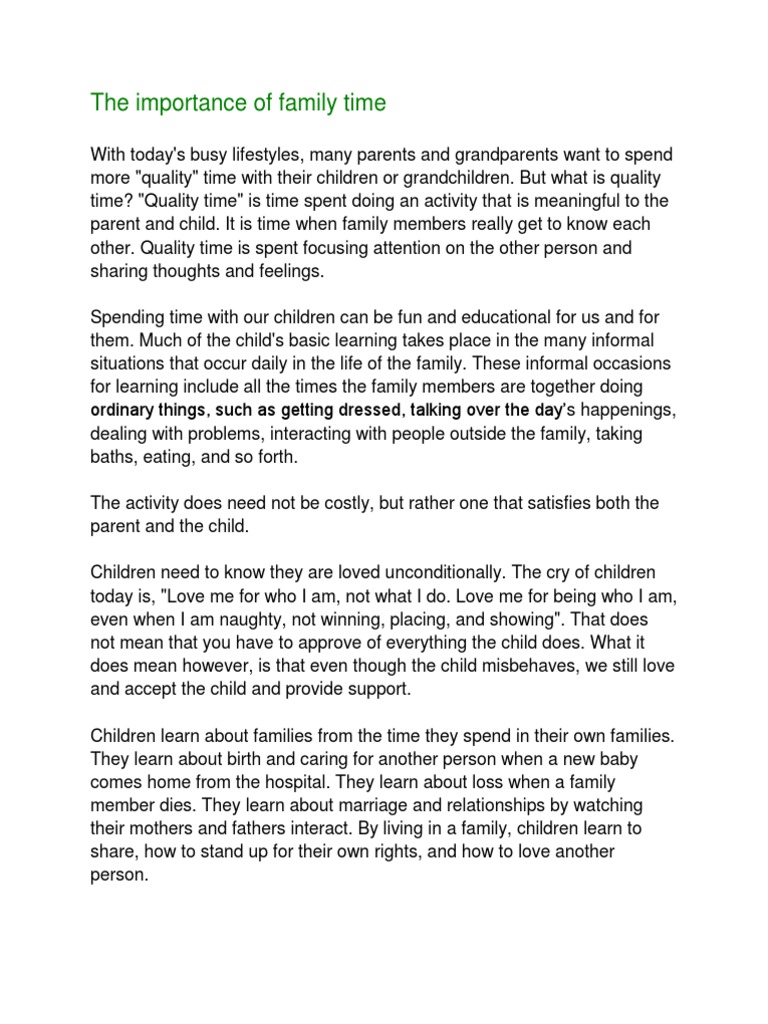 The Importance of Family | PDF | Parent | Relationships