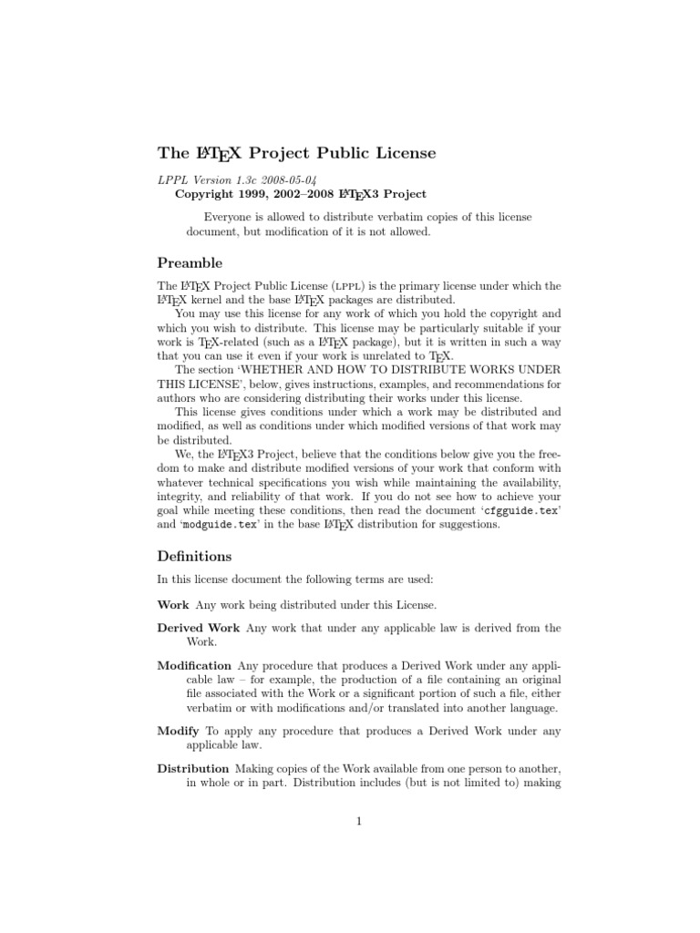 THE LATEX PROJECT PUBLIC LICENSE intelligence overview