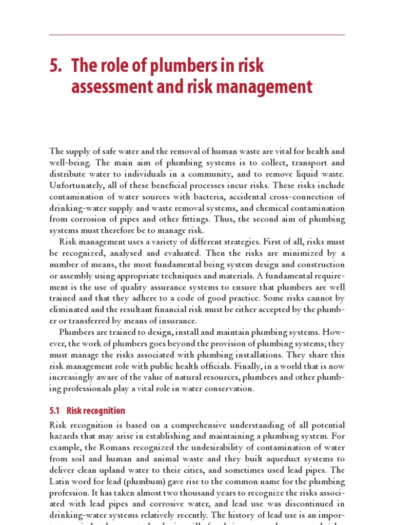 The Role of Plumbers in Risk Assessment and Risk Management | PDF