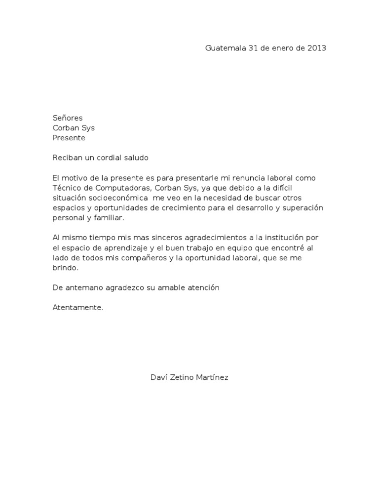 Carta de Renuncia