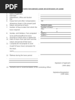 Application Form For Earned Leave or Extension of Leave